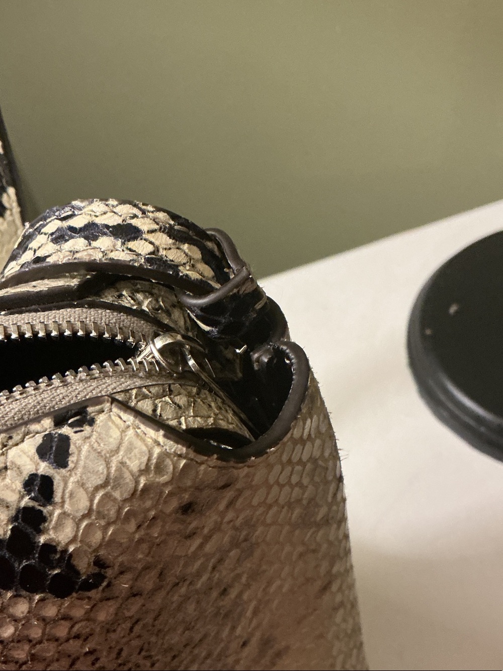 KHAITE Lina Medium Crossbody Bag Natural Python Embossed Leather Cream Black COA - Picture 15 of 16